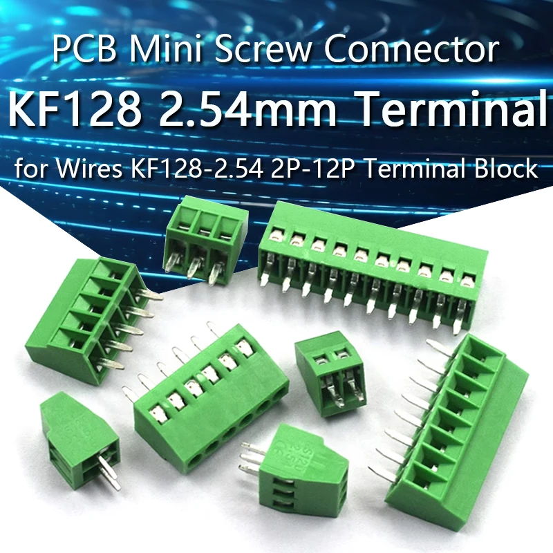 5Pcs KF128 2.54mm PCB Mini Screw Terminal Blocks Connector for Wires KF128-2.54 2P 3P 4P 5P 6P 7P 8P 9P 10P 12P Terminal Blocks