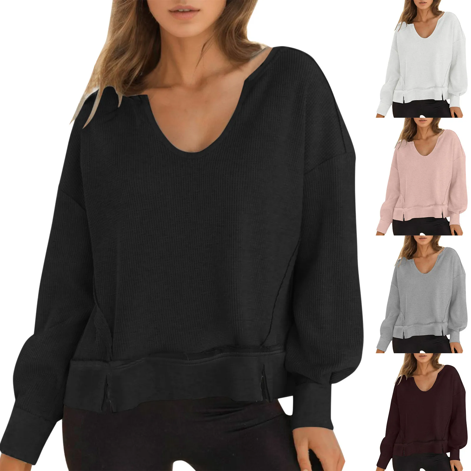 

Womens Crop Tops Casual Long Sleeve Shirts Knit Cropped Sweatshirts Pullover Thin Sweater Mens Hoodies under 10
