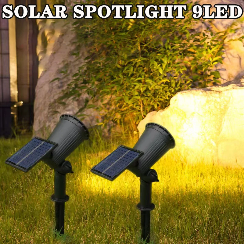 1/2Pcs Solar Powered 9LED Lamp Adjustable Solar Spotlight In-Ground IP65 Waterproof Landscape Wall Light Outdoor Lighting