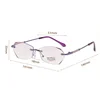 Fashion Frameless Cutting Edge Reading Glasses Red and Purple Starlight Fine Flash Presbyopia Eyewear Anti Blue Light Glasses 6