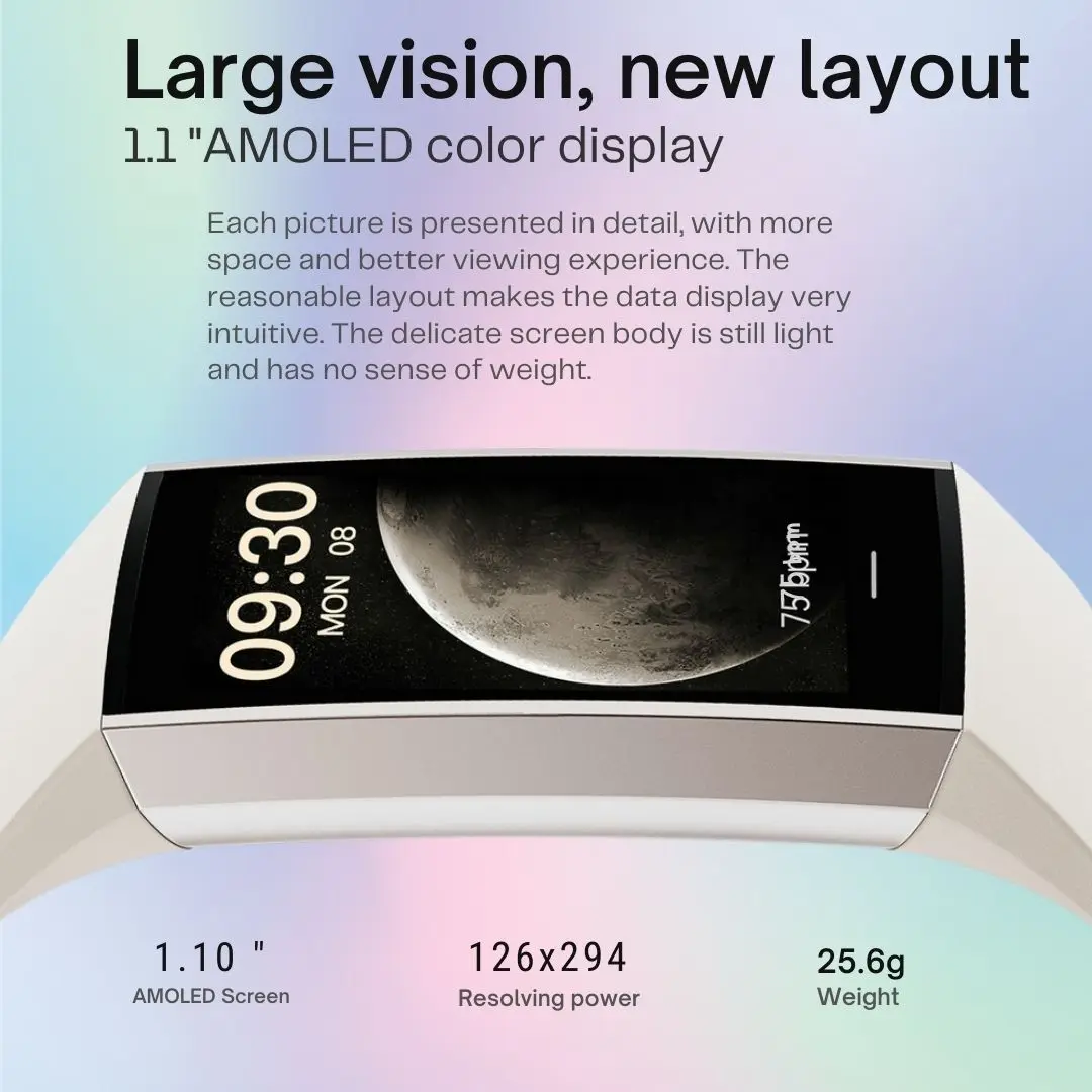 Body Temperature 1.1" Amoled Display Fitness Tracker Bracelet Men Women Waterproof Swimming Heart Rate Blood Oxygen Smart Watch 3