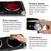 Turkwood Electric double hot plate 1800W, countertop stove, double stove burner for cooking, infrared ceramics 6