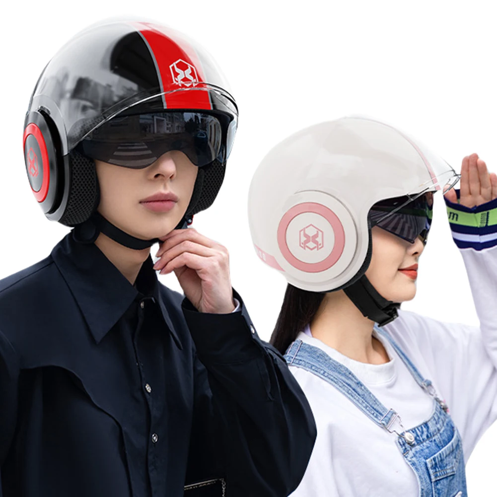 오토바이 헬멧 더블 렌즈 선 바이저, 따뜻한 하프 헬멧, 자외선 차단 패션, 초경량 자전거 안전 헬멧, 자전거 스쿠터 ATV UTV용
