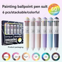 Languo Multicolor Pens,28/60 Colors, 10-in-1 Colored Ballpoint Pen,0.8mm Fine Point Smooth Writing,Retractable Ballpoint Pens 6