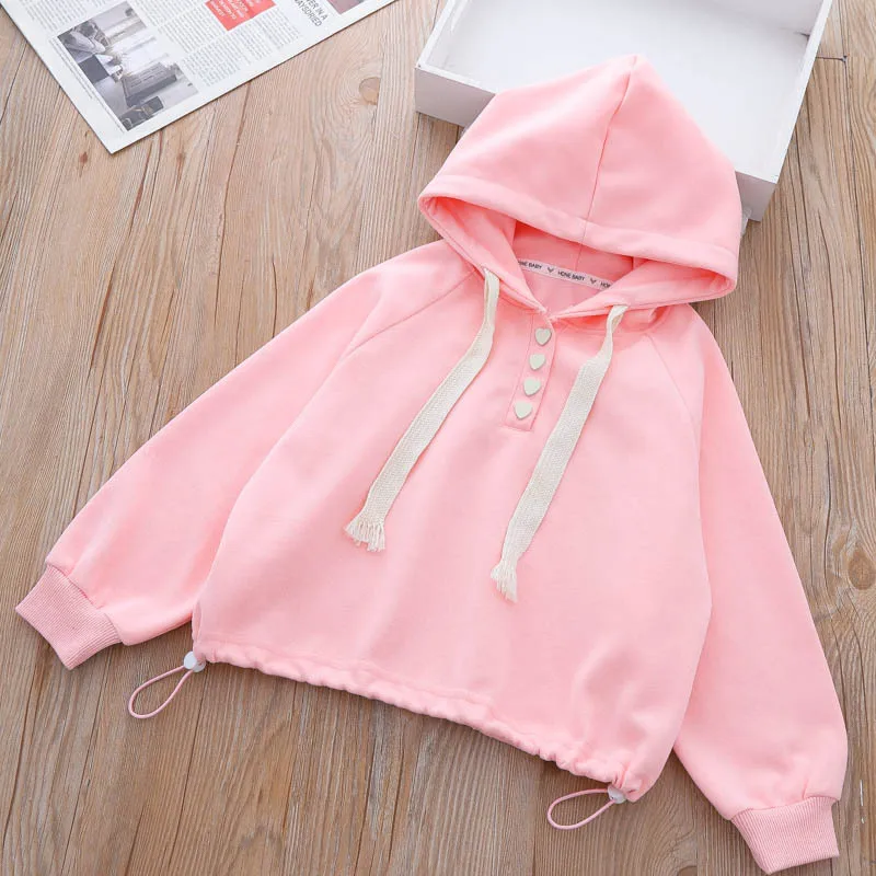 

Children New Girls Cute Hooded Sweater Children Long Sleeve Button Jacket.toddler Pullover Coat Kids Outerwear