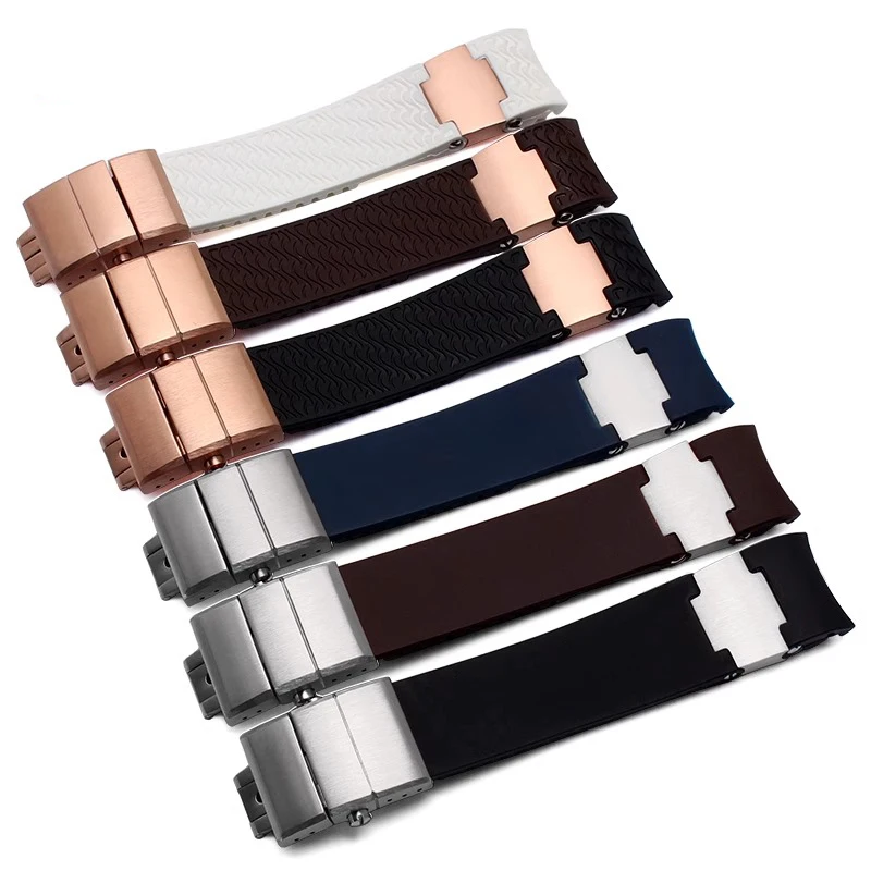 

For Ulysse Nardin Silicone Rubber Watch Band 263 DIVER Curved End strap Black Brown Blue 22mm Waterproof belt watch Bracelets