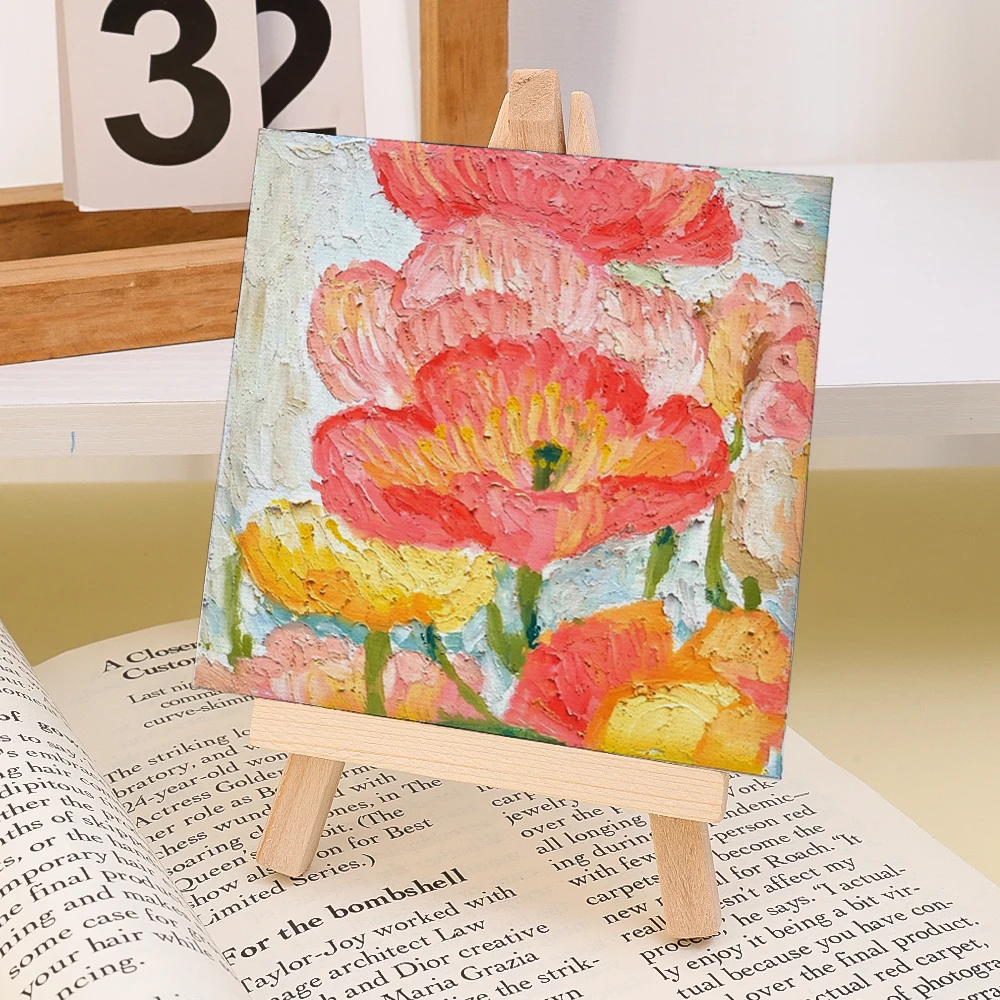 Portable Mini Wooden Easel Desktop Folding Triangle Bracket Drawing Board Display Multifunction Mobile Phone Holder Stand