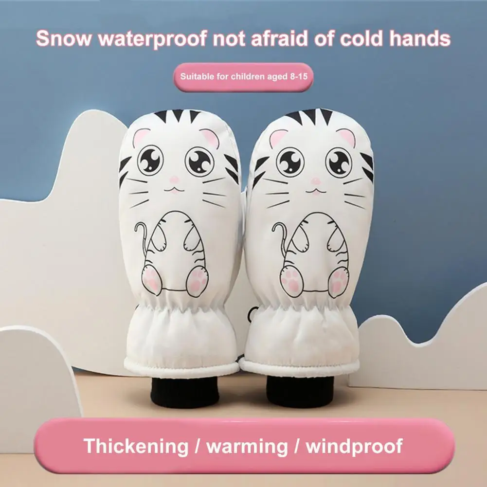 Windproof Ski Gloves Ultra-thick Waterproof Ski Gloves with Plush Lining for Toddlers Cartoon Print Winter Warmth Guaranteed Ski new ski suit suit ski suit ski pants windproof waterproof warm and thick for outdoor winter sports ski hiking mountaineering