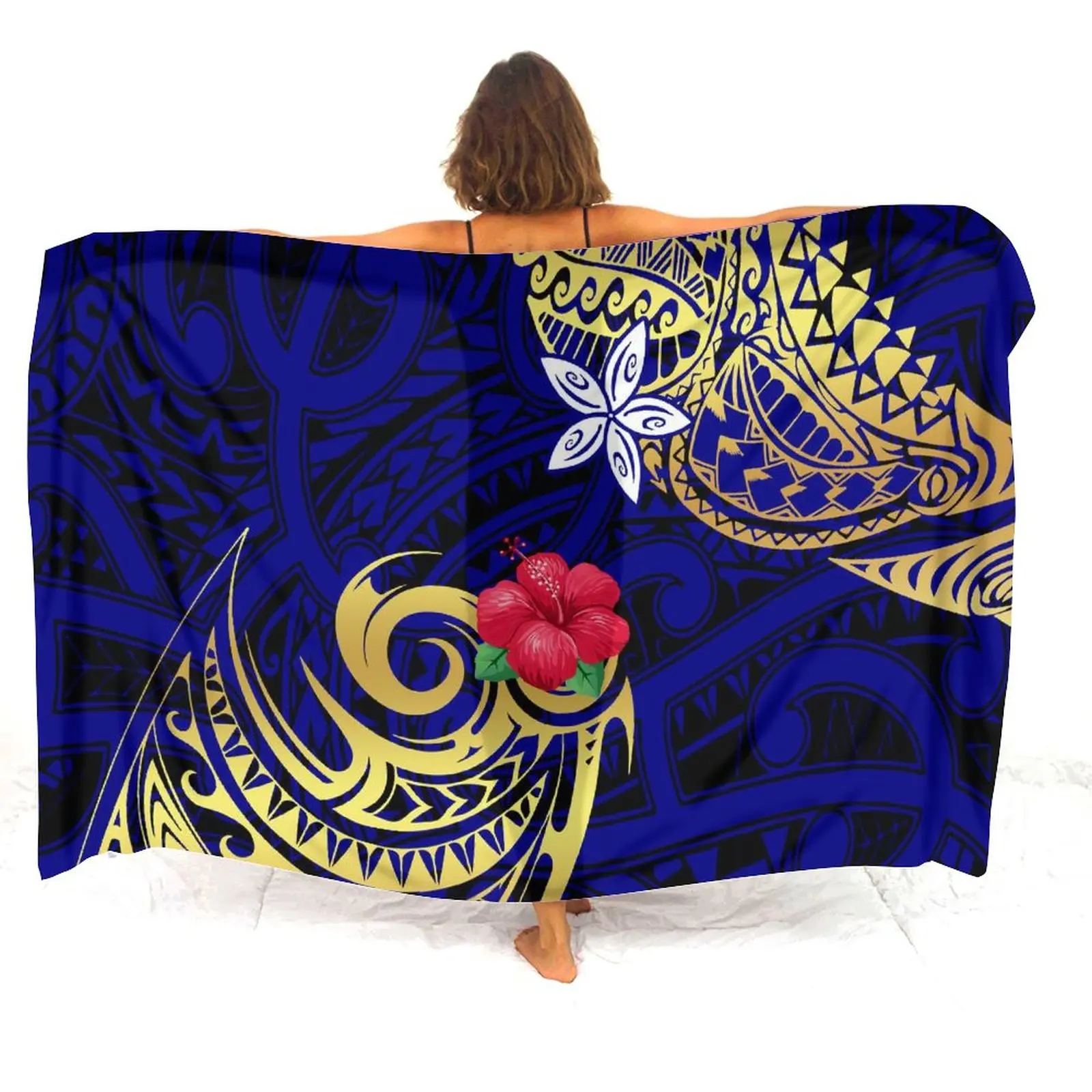 Summer Soft Ladies Sarong Hawaiian Tribal Ethnic Polynesian Print Custom Floral Pattern Logo Text Custom Seaside Bikini Coat