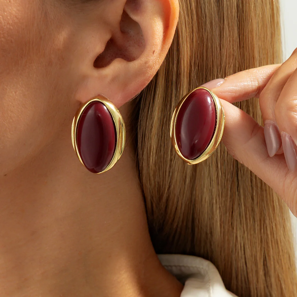 Creative Resin Acrylic Stud Earrings for Women 2026 Oval Earring Trendy Geometric Ring Exaggeration New Year Party Jewelry Gift