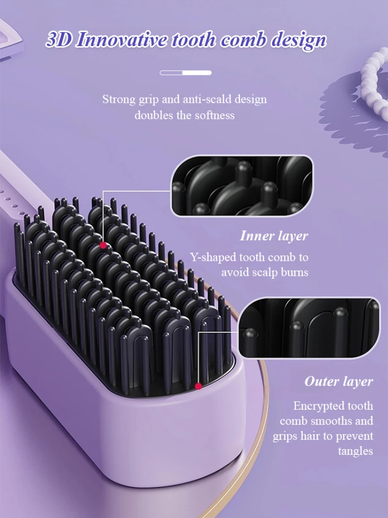 Portable wet and dry anionic comb home dorm room portable hair comb wireless charging version