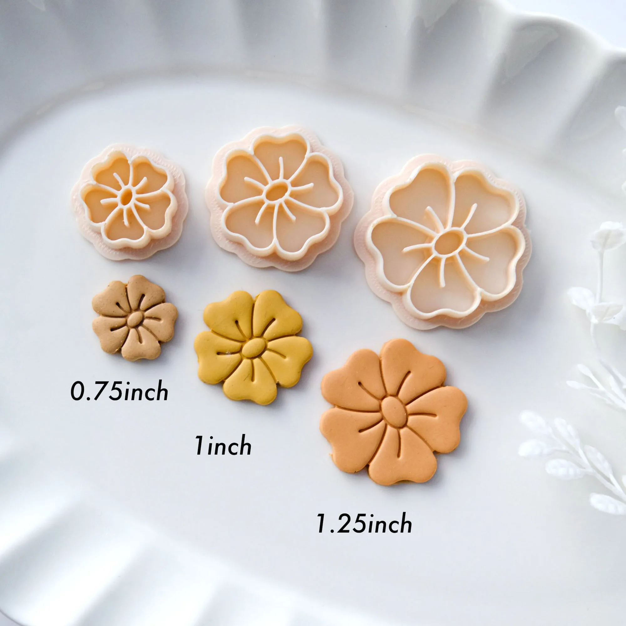 3Size Spring Flower Clay Cutters Floral Polymer Clay Cutters Embossing Flower Earring Cuttering Mold 3D Printed Tools