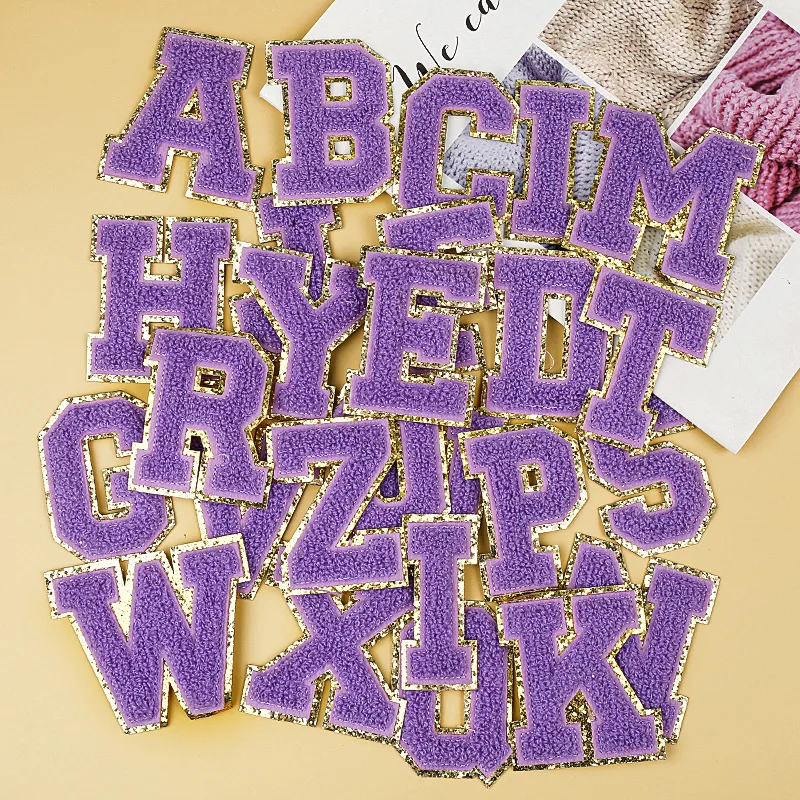 English Alphabet Letter Embroidery Patches Hot Melt Adhesive Sew On Brand Cloth Accessories Stickers Name Patches