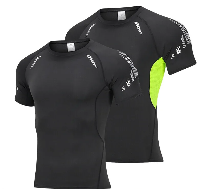 

Sports Skin-tight Quick Drying Breathable Fitness Short Sleeved Men's Running Basketball Training Elastic Compression Clothing