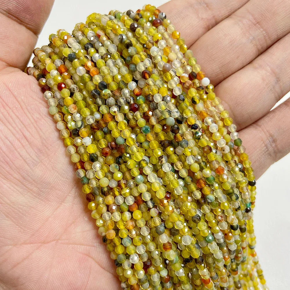 Tiny Yellow Crystal Beads Gems Faceted Tiger Eye Beads Natural