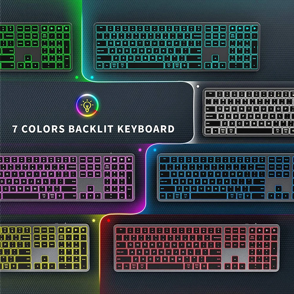 Recarregável Jogos Ipad Laptop Tablet Gamer Teclado Retroiluminado sem Fio Bluetooth Multi-dispositivo - Imagem 4