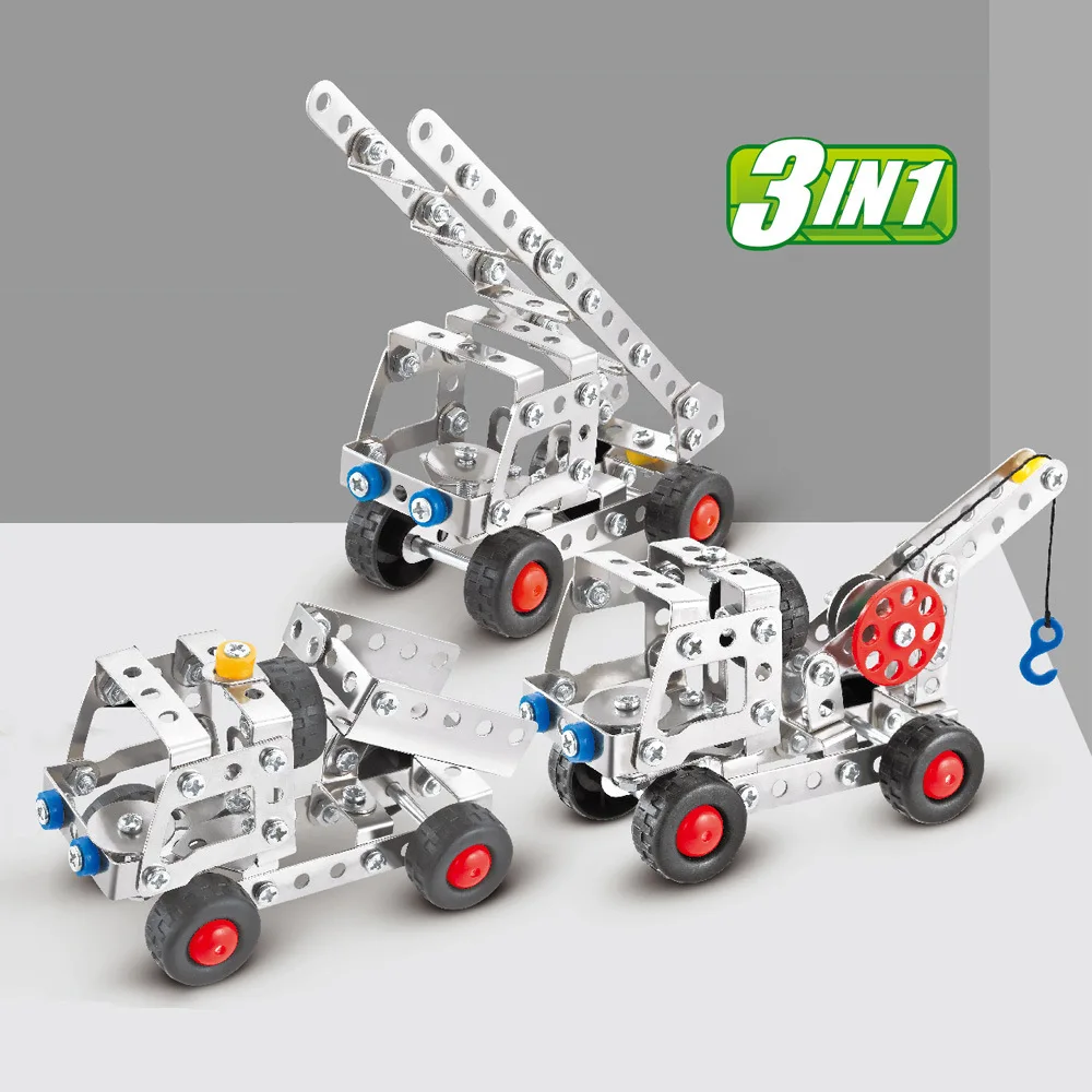 Metal Assembly Engineering Vehicle Simulation Screw Nut DIY Alloy Building Block Car Model Children's Toys For Boys