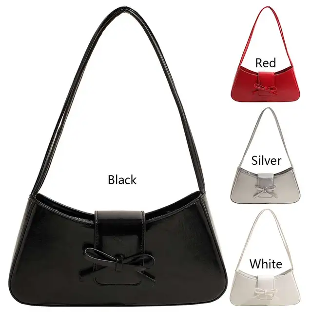 Women Casual Tote Handbag PU Leather Leisure Armpit Handbag Solid Color Fashion Shoulder Purse Girls Outdoor Daily Bag