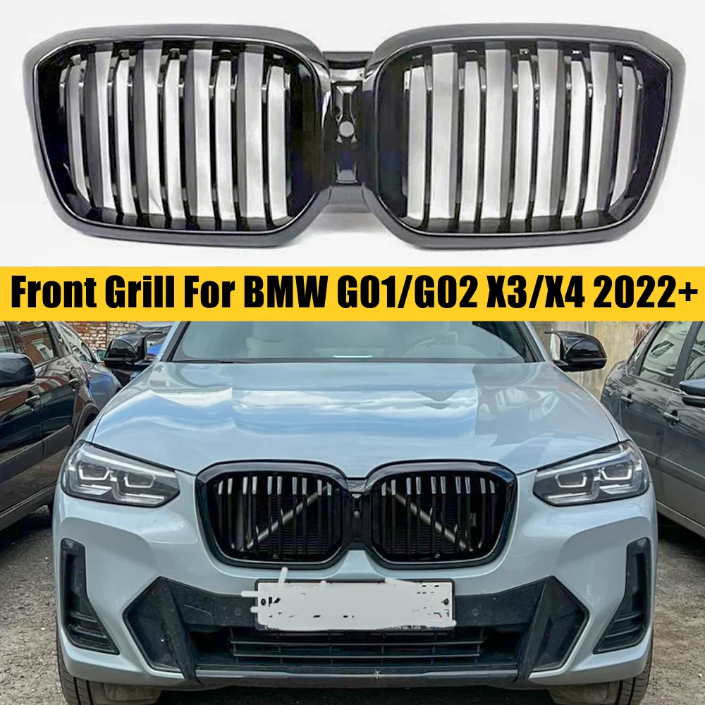 For BMW X3 G01 X4 G02 LCI 2022+ Car Front Bumper Kidney Grill Racing Grille Double Line Single
