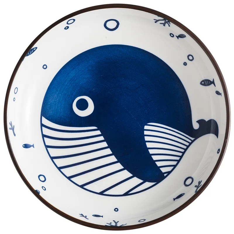 Japanese Ceramic Plate Household Turnip Plate Deep Plates Shallow Turnip Dish Restaurant Hotel Creative Tableware Cooking