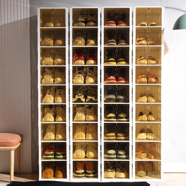 WANTUK Zapatero organizador de zapatos de 4 niveles para entrada,  organizador de zapatos de acero inoxidable, estante plegable de pie para  armario