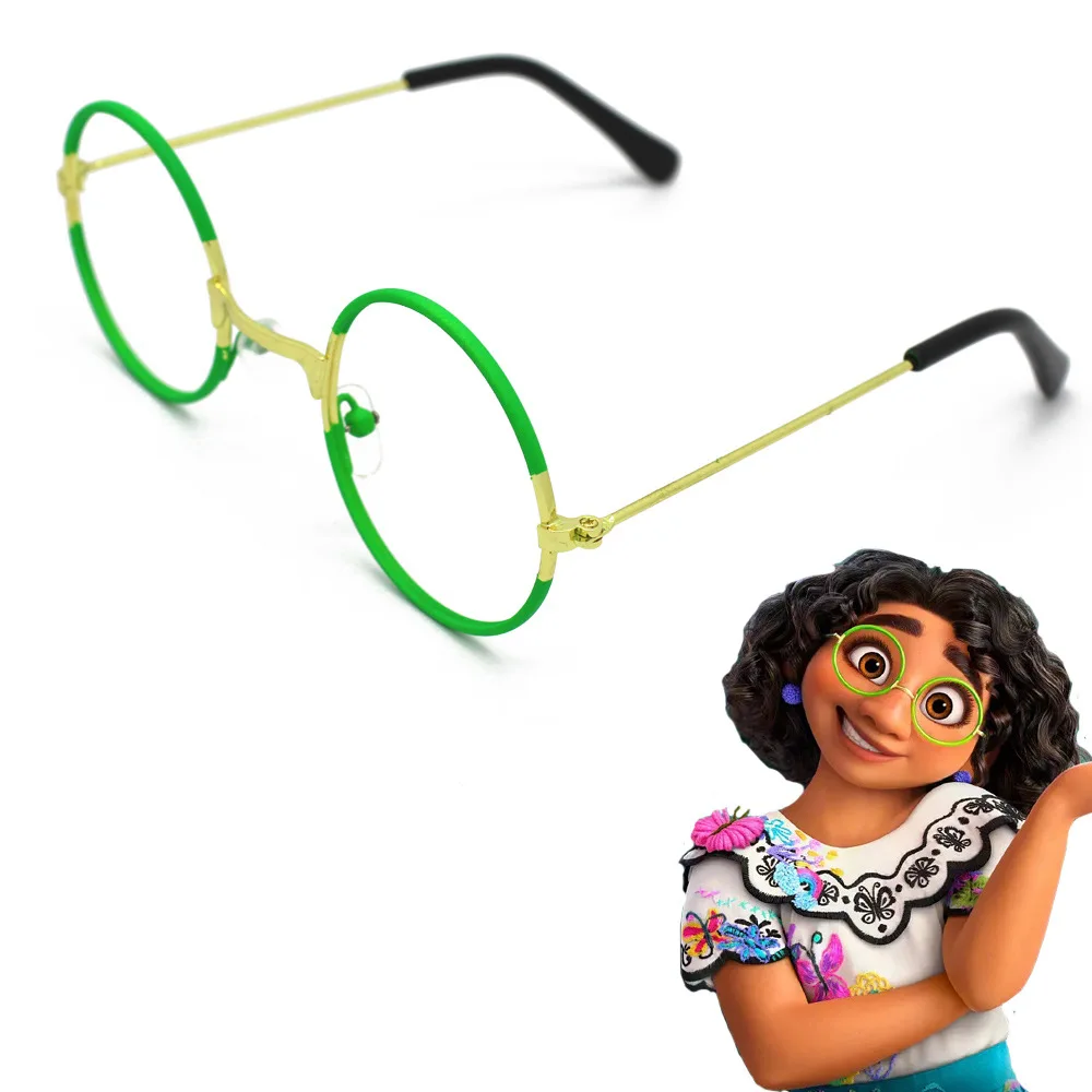 

2022 New Trend 2-6T Kids Glasses Frame Encanto Cartoon Eyeglasses Green Round Frames Golden Metal Leg Child Street Fashion n813