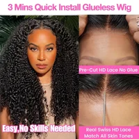Crépus bouclés perruques 13x6 HD dentelle frontale perruque sans colle cheveux humains 4C Afro bouclés dentelle avant perruques de cheveux humains 4x4 HD dentelle fermeture perruques 2
