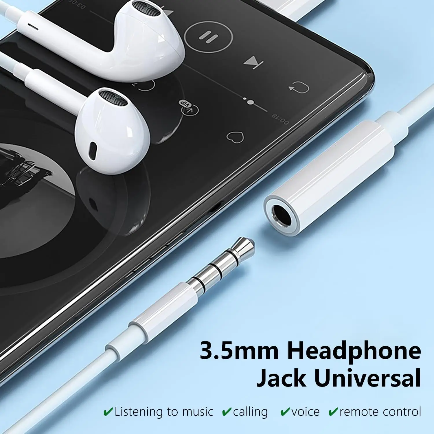 USB-C to 3.5mm 헤드폰 잭 어댑터, 아이폰 16/15 Pro, 삼성 갤럭시 S25/S24/S23, 아이패드 프로용 오디오 Aux 동글, DAC 컨버터