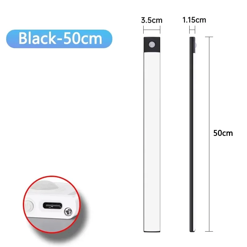 Sleek Wireless LED Cabinet Light with Motion Sensor & USB-C Rechargeable, Magnetic & Dimmable, 3-Color Options
