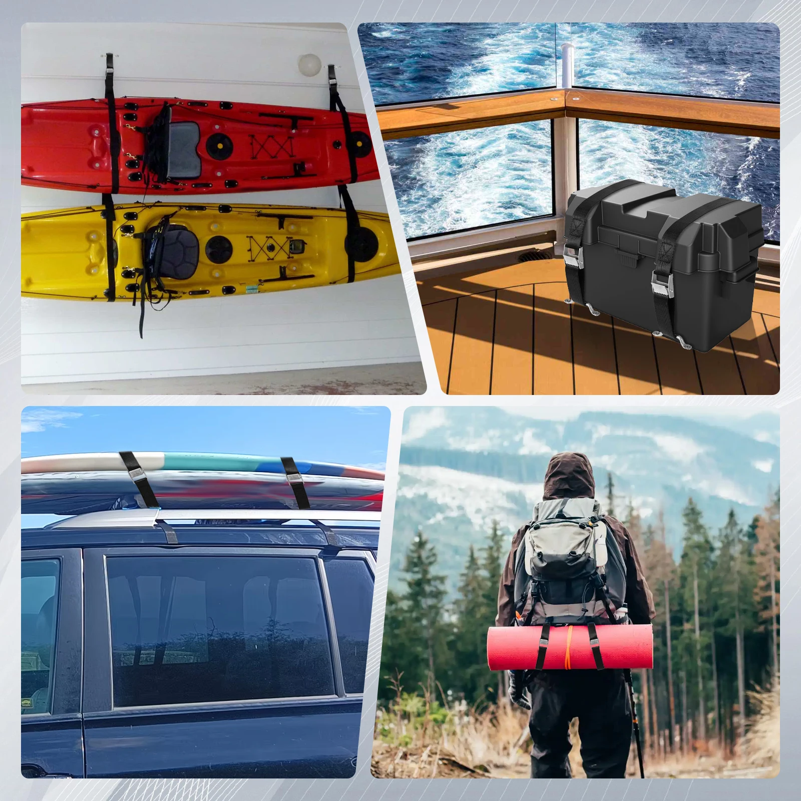 Battery Tie Down Strap Kit Nylon Portable Travel Cargo Tie Down Luggage Lash Belt Strap With Cam Buckle Outdoor Camping Tools