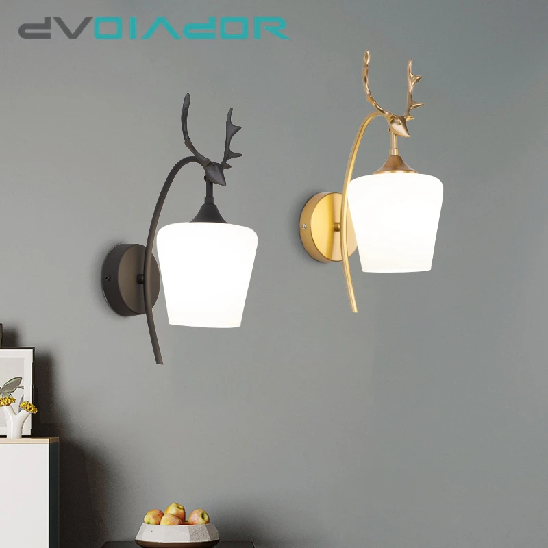 Nordic Antler Wall Lamp Simple Living Room Bedroom Bedside Corridor