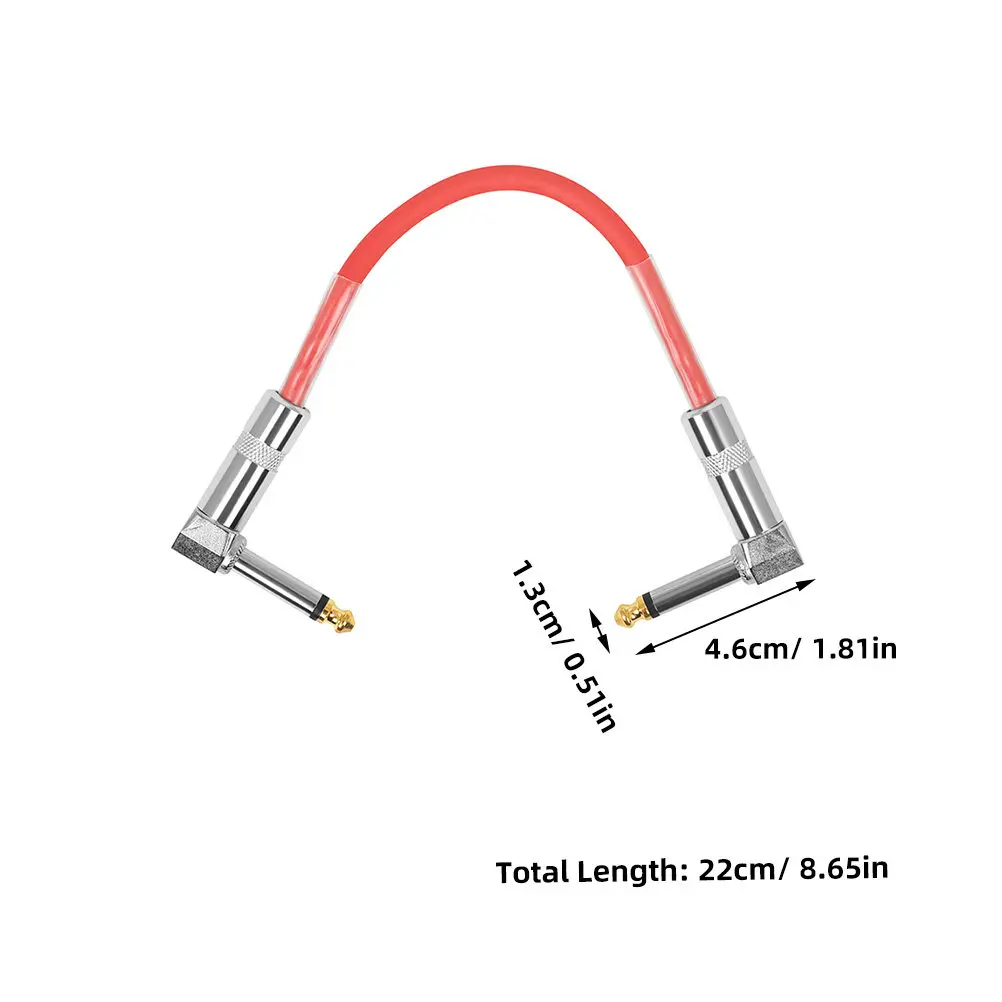 6.35mm 기타 패치 케이블 전문가급 페달 보드 케이블(소음 감소 기능 포함) 클리어 사운드 PVC 재킷 금속 커넥터