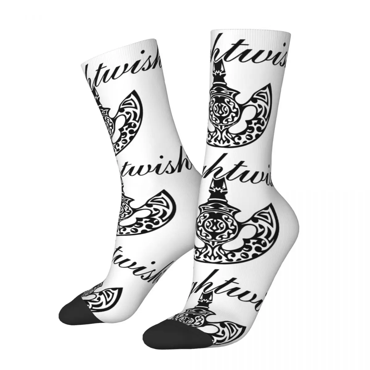 

Funny Crazy compression Sign Sock for Men Hip Hop Harajuku N-Nightwish Happy Seamless Pattern Printed Boys Crew Sock Casual Gift