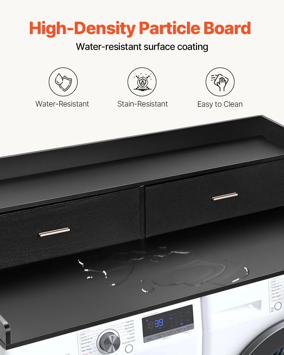 Wooden Laundry Room Countertop with Drawer Shelf