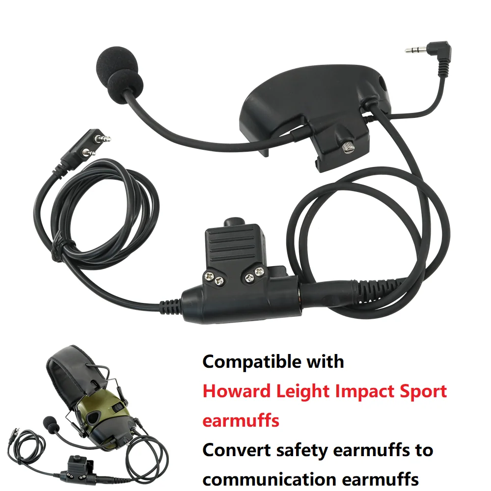Hearing Protection Anti-Noise Headph Adapter Mic Kit for Howard Leight Impact Sport Electronic Earmuffs Airsoft Shooting Headset