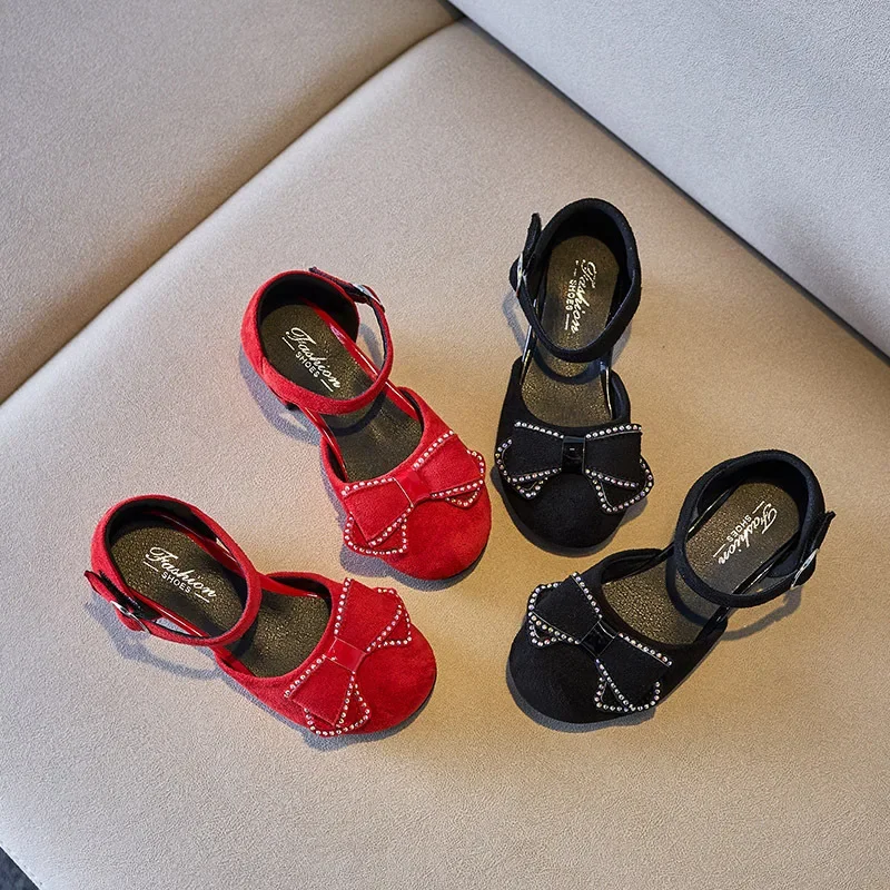 Girls Leather Sandals Low Heel Korean Style Mary Janes