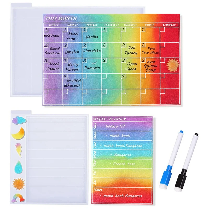 

Формы из эпоксидной смолы, силиконовые формы для еженедельного и ежемесячного планировщика, для отлива, с милым дизайном погоды