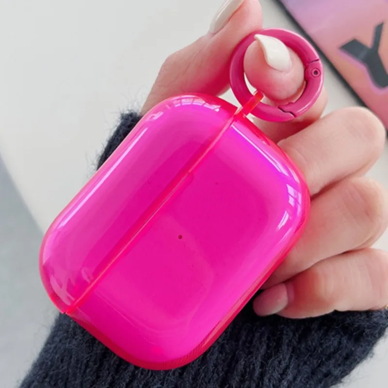 Fluorescent Candy Color Transparent Earphone Cover - Crystal Clear Soft TPU Protective Case