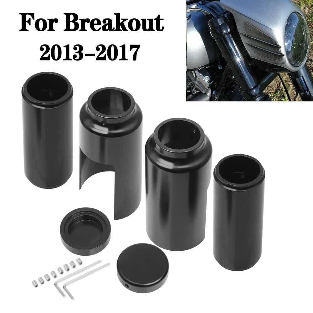 Motorcycle Aluminum Black Full Fork Cover Fork Tubes Caps Set For