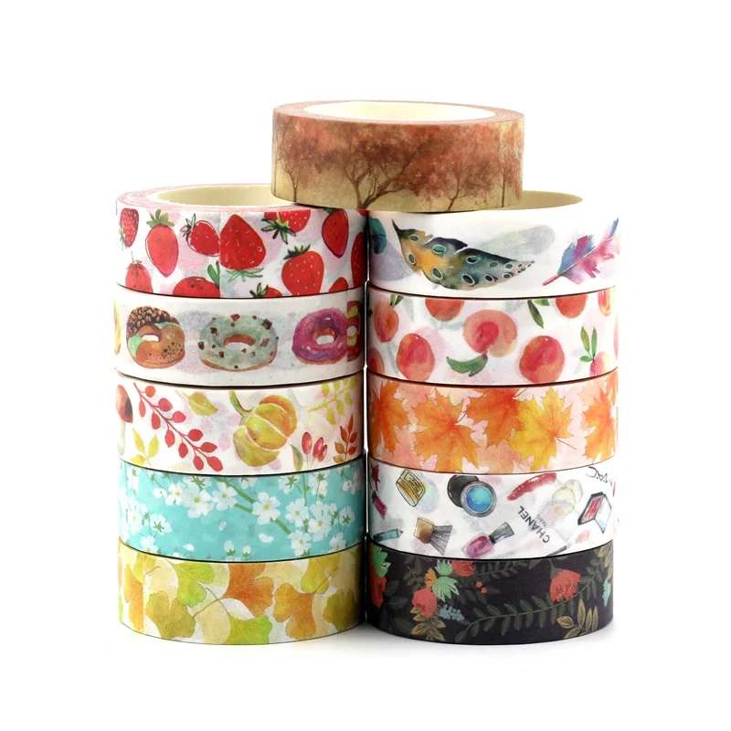 NEW 15mmx10M Decorative Floral Leaves Strawberry Spring Washi Tape Set Paper Planner Scrapbooking Masking Tape Kawaii Stationery