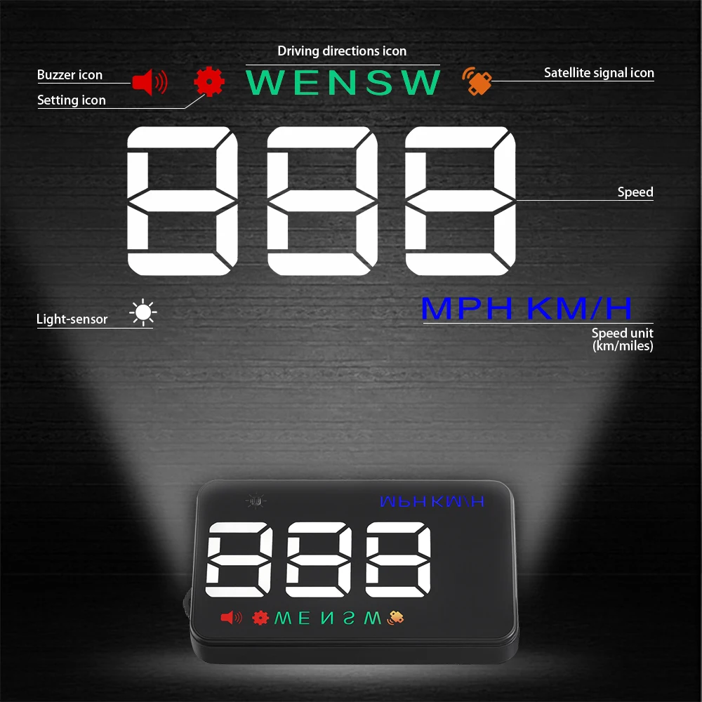 Universal Car GPS Head Up Display On-Board Computer Windshield Projector Digital GPS Speedometer Overspeed Alarm Spe
