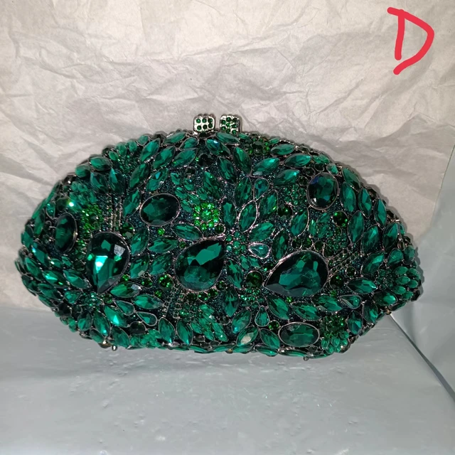 Luxury Emerald Green Metal Clutch Purse Evening Bag Stones Women Party  Rhinestones Handbags Wedding Bridal Clutches Bags Green - AliExpress