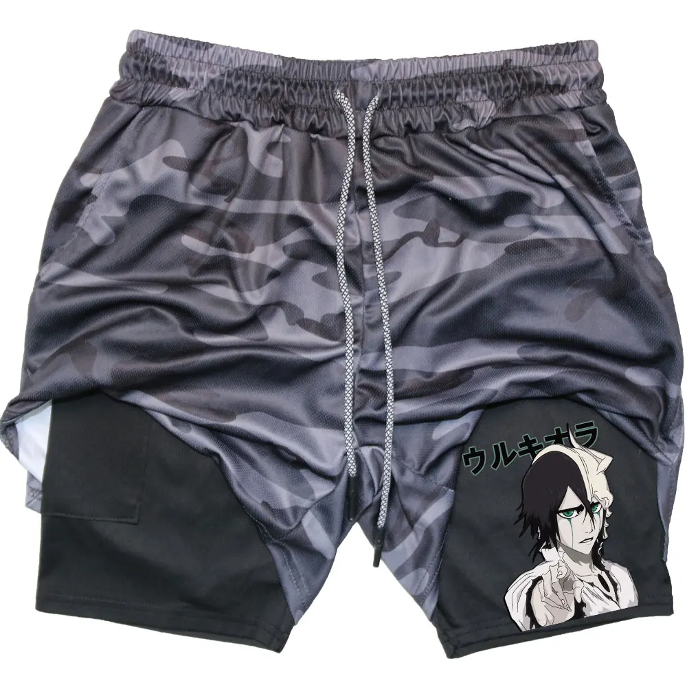Anime Bleach 2-in-1 Gym Performance Short Mens Athletic Compression Shorts Quick Dry Stretch Workout Fitness Running Sportwear 4