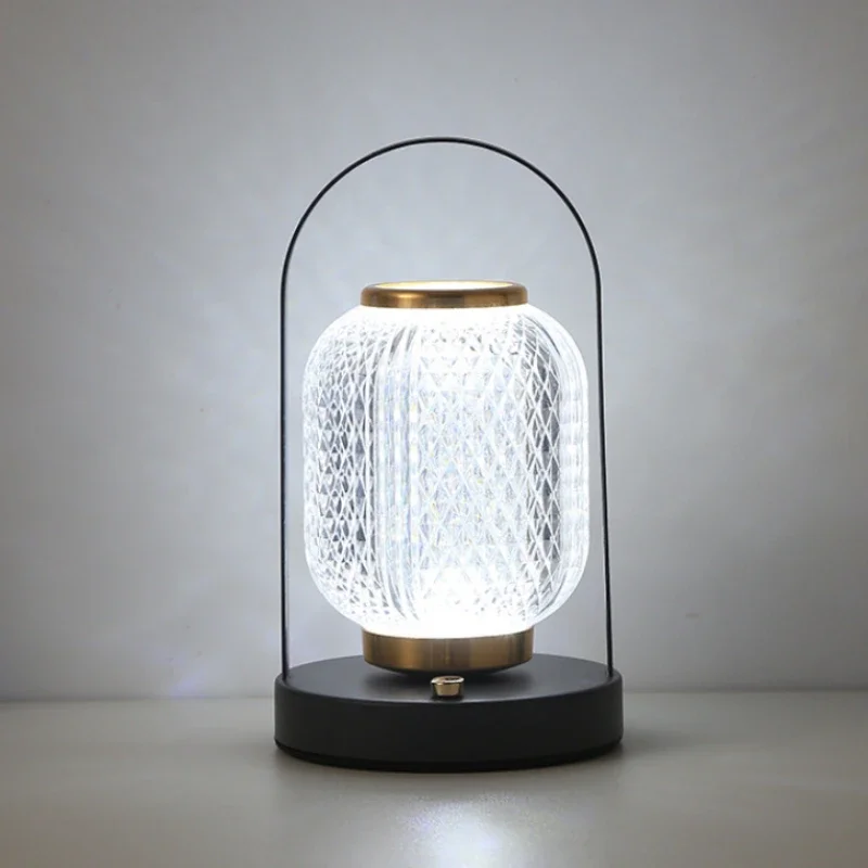 Creative Table Lamp Metal Handle Night Light Reading Lamp Portable Lantern Lamp Dimmable LED Bedside lamp Rechargeable desk lamp 4