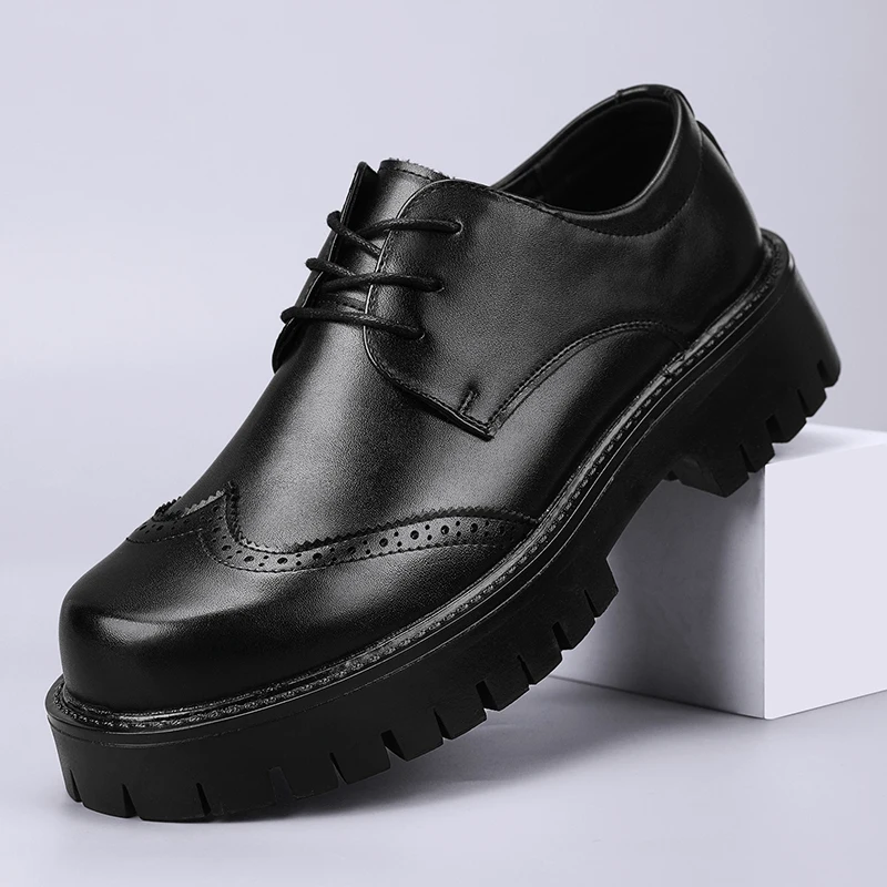 Platform Fashion Business Dress Men Shoes New Classic Leather Men Formal Shoes Comfortable Slip On Dress Oxfords