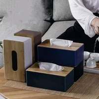 Bamboo Cover Tissue Box with Solid Wood Storage Box, Home Table Decoration Organizer  tissue box holder  car tissue holder 1