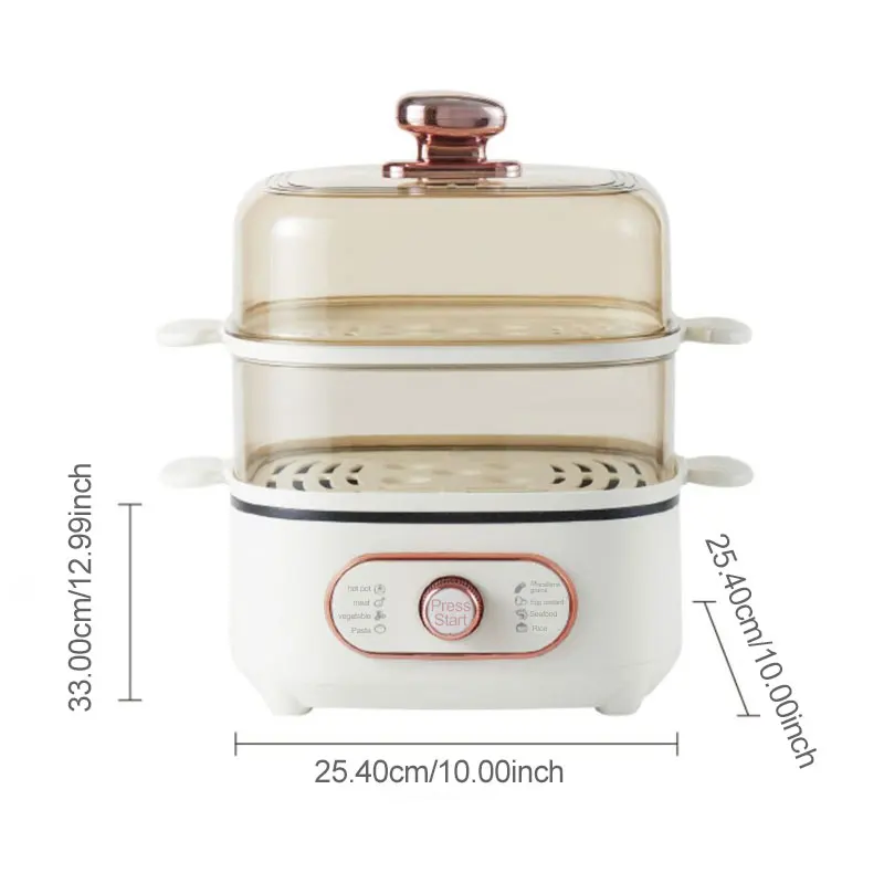 Multicooker Steamer Electric Steam Pot Cooking Steaming Home 2-layer Transparent Food Dumplings Household Pan Warmer 110V/220V 6
