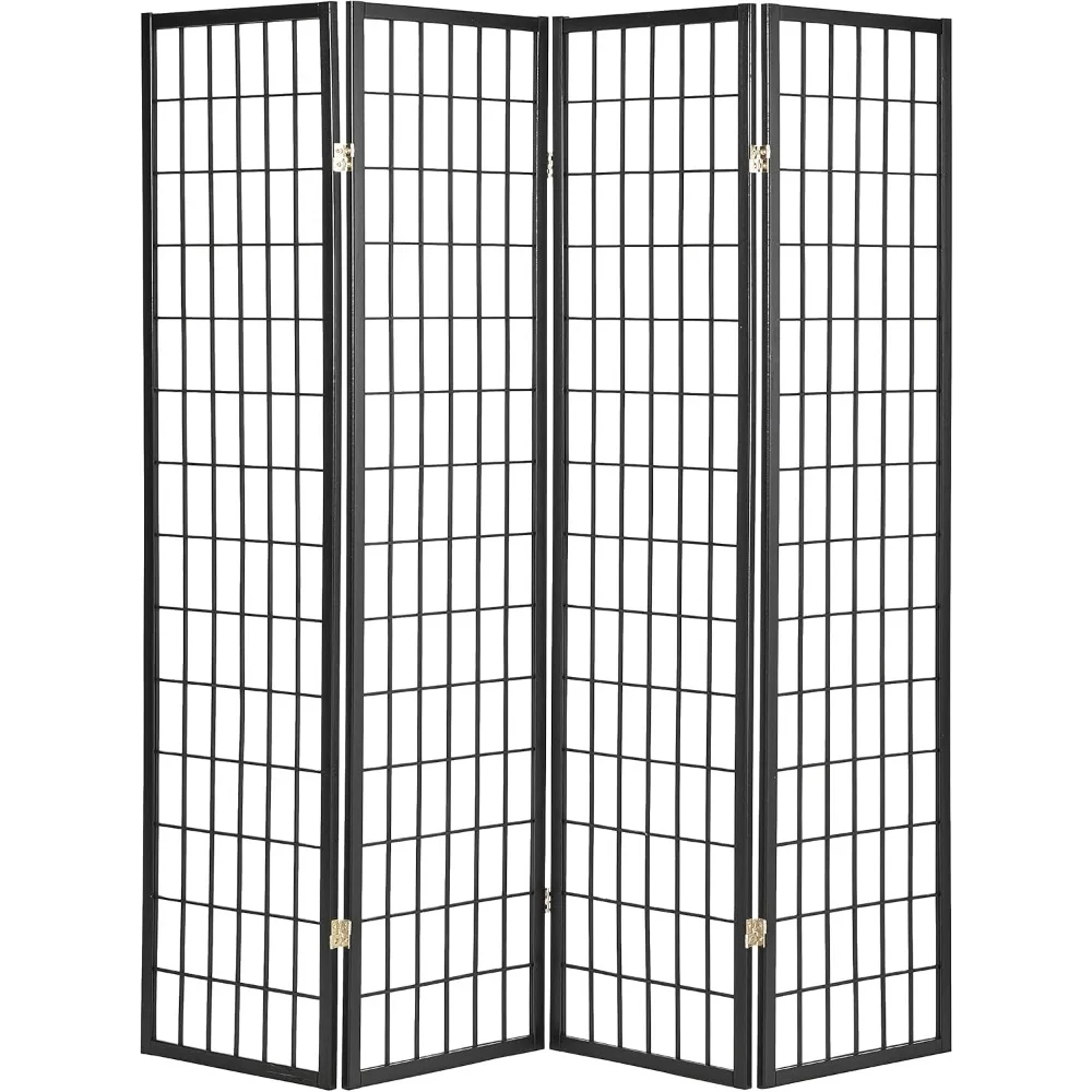 4-Panel Shoji Screen Room Divider, Black