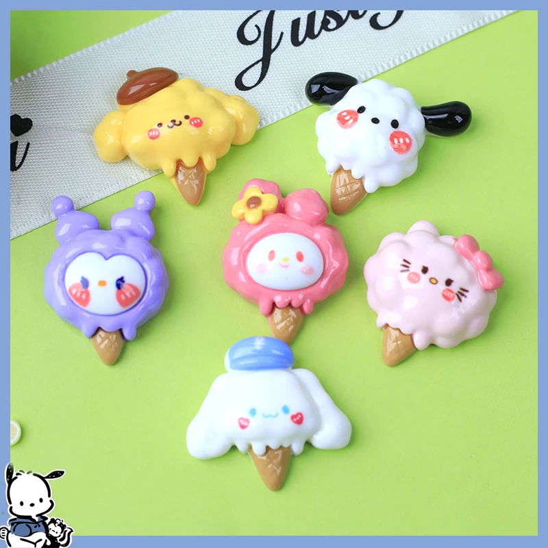 

10 шт. подвески из смолы Sanrios Melody аксессуары Kuromi Cinnamoroll Смола Diy брелок Подвеска шпилька аксессуары материал игрушки