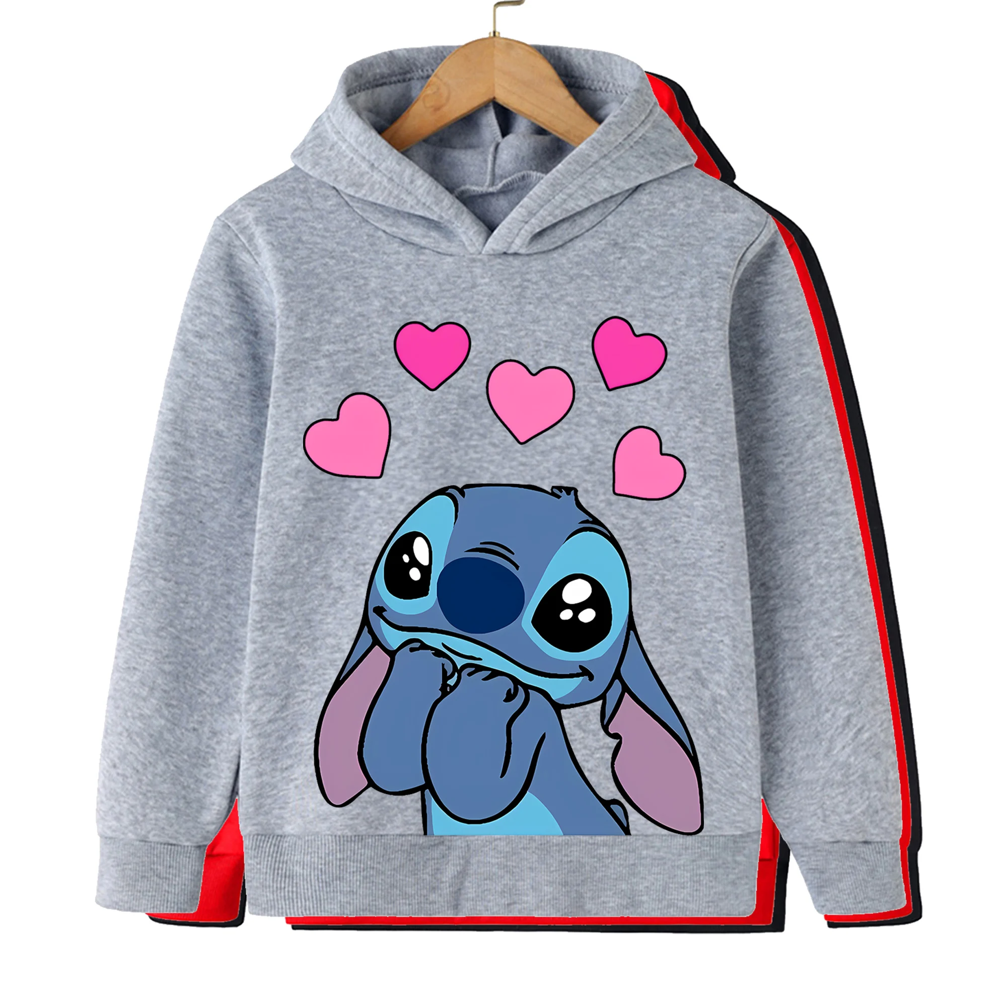 thumbnail image 1 of Sudaderas con capucha de Stitch lindas, ropa para niñas, conjuntos de ropa para niños, camisetas y pantalones para niñas, trajes de 2 piezas, conjunto de chándal para niños, 1 of 5